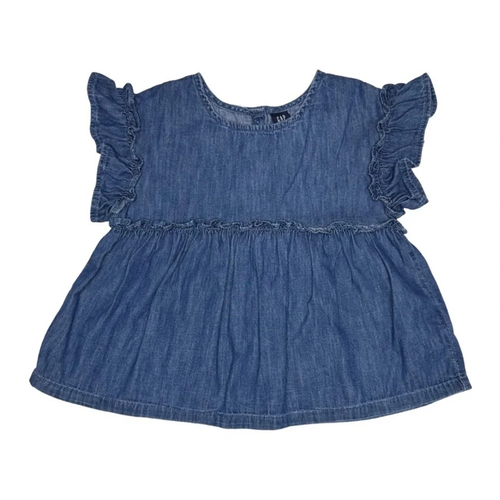 Gap Chambray‎ Ruffle Sleeve Top